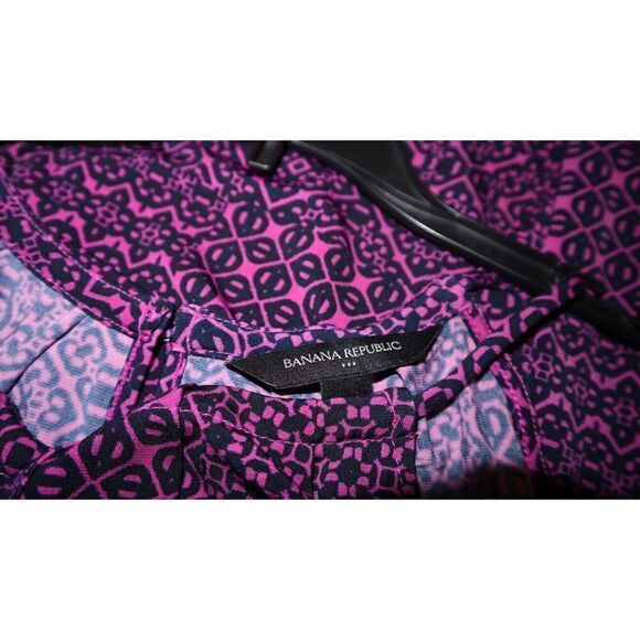 Banana Republic Women Petite Sz S Purple/Navy Geometric Keyhole Halter Dress $70 - Picture 4 of 12